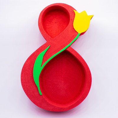 Відкрита коробка "Вісімка з тюльпаном" червона 30х20 см Пінобокс 204 фото