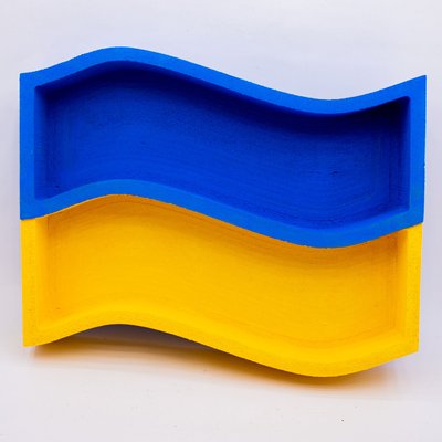 Відкрита коробка "Прапор України" жовто-синя 27х23 см Пінобокс 212 фото