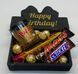 Відкрита коробка з бантом "Happy Birthday" чорна 30х23 см Пінобокс 067 фото 3