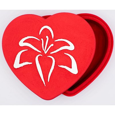 Коробка з кришкою "Серце з лілією" червона 20х18 см Пінобокс 1005 фото