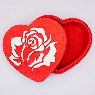 Коробка з кришкою "Серце з трояндою" червона 20х18 см Пінобокс 1007 фото