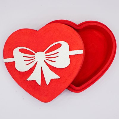 Коробка з кришкою "Серце з бантом" червона 20х18 см Пінобокс 1008 фото