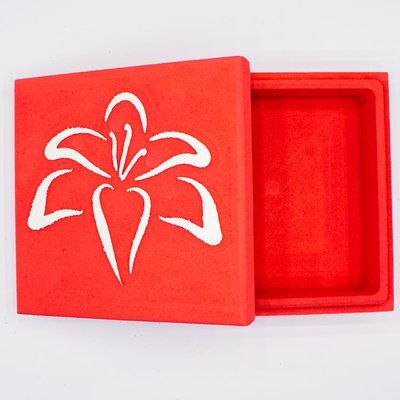 Коробка з кришкою "Квадратна з лілією" червона 17х17 см Пінобокс 1015 фото