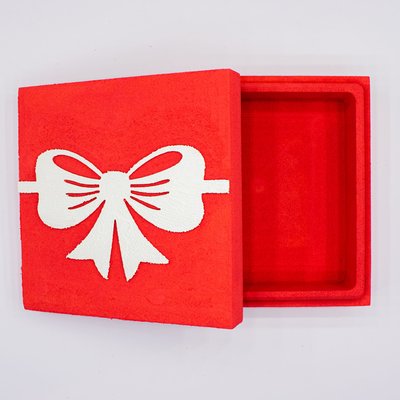 Коробка з кришкою "Квадратна з бантом" червона 17х17 см Пінобокс 1018 фото
