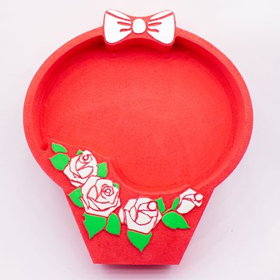 Відкрита коробка "Кошик з трояндами" червона 28х27 см Пінобокс 107 фото