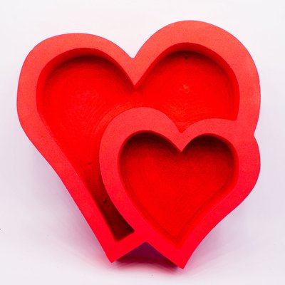 Відкрита коробка "Серце подвійне товсте" червона 30х28 см Пінобокс 009 фото