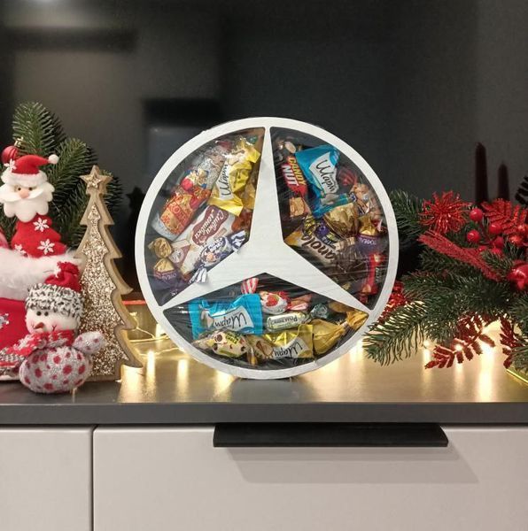 Відкрита коробка "Значок Mercedes" чорна 26х26 см Пінобокс 089 фото