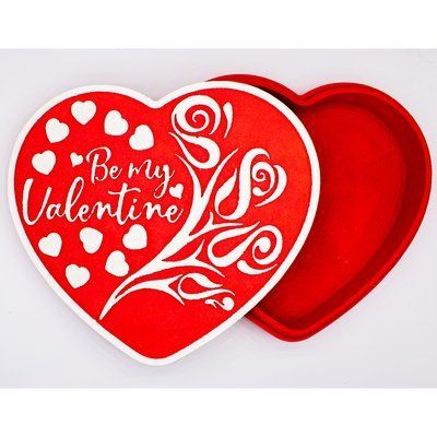 Коробка з кришкою серце "Be My Valentine" червона 29х26 см Пінобокс 2027 фото