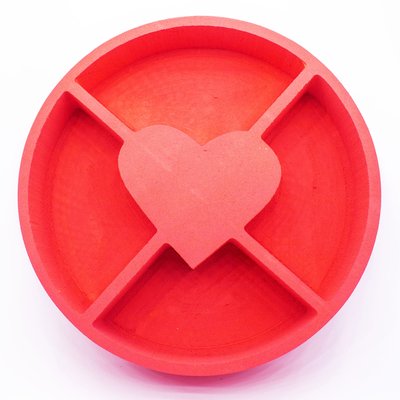 Відкрита коробка "Кругла з серцем" червона 27х27 см Пінобокс 014 фото