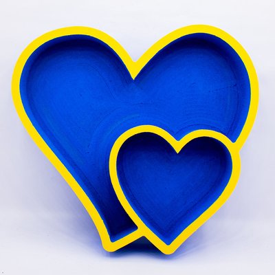 Відкрита коробка "Серце подвійне тонке" жовто-блакитна 30х28 см Пінобокс 008_2_1 фото