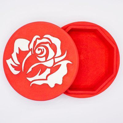Коробка з кришкою "Кругла з трояндою" червона глибока 19х19 см Пінобокс 3037 фото