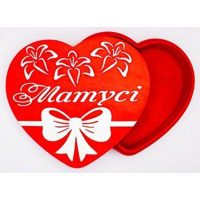 Коробка з кришкою серце "Матусі" червона 29х26 см Пінобокс 2034 фото