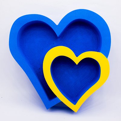 Відкрита коробка "Серце подвійне товсте" жовто-блакитна 30х28 см Пінобокс 009_2_1 фото