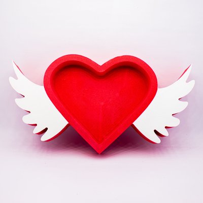 Відкрита коробка "Серце з крилами" червона 43х23 см Пінобокс 064 фото